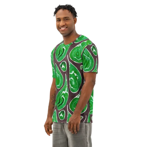 Emerald Marbling on a Men's Cotton Crew Neck T-Shirt