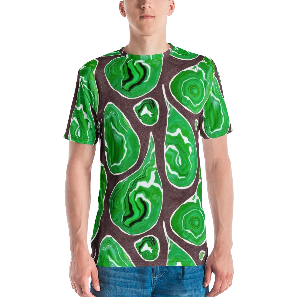 Emerald Marbling on Men's Crew Neck T-Shirt — Front