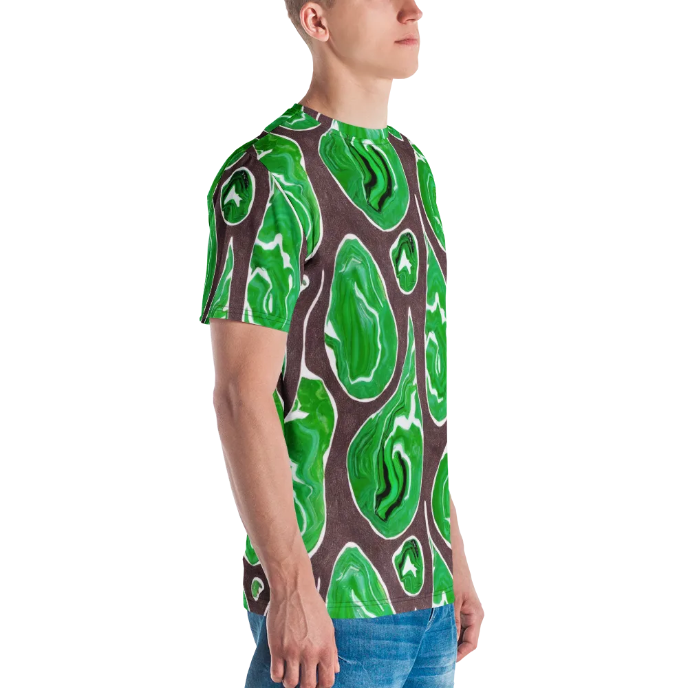 Emerald Marbling on Men's Crew Neck T-Shirt — Right