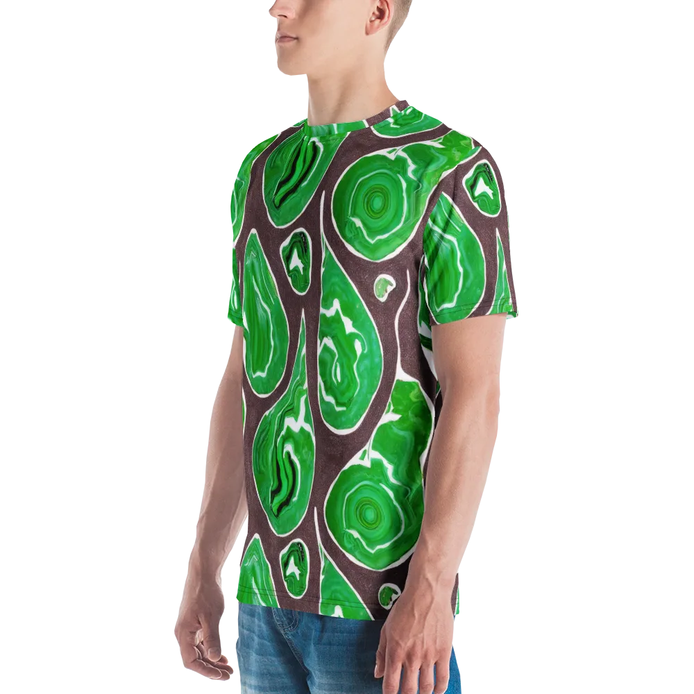 Emerald Marbling on Men's Crew Neck T-Shirt — Left