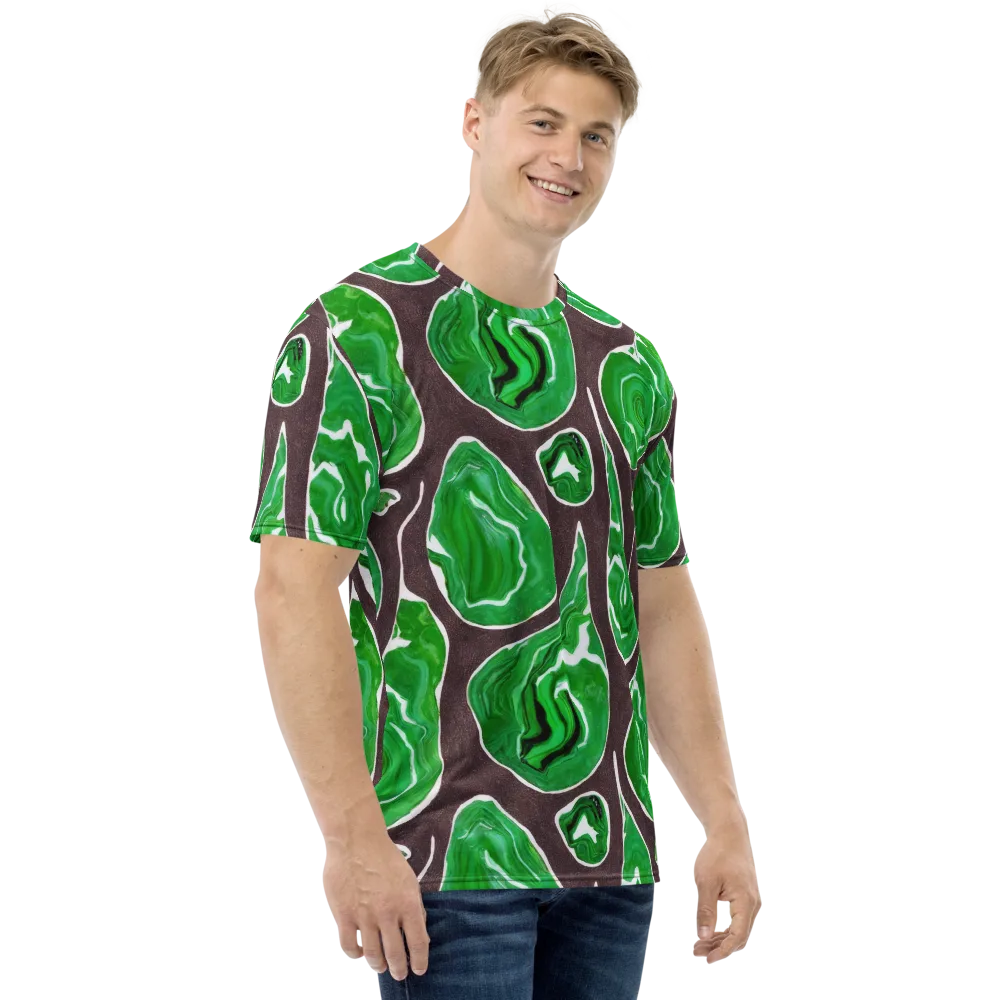 Emerald Marbling on Men's Crew Neck T-Shirt — Right