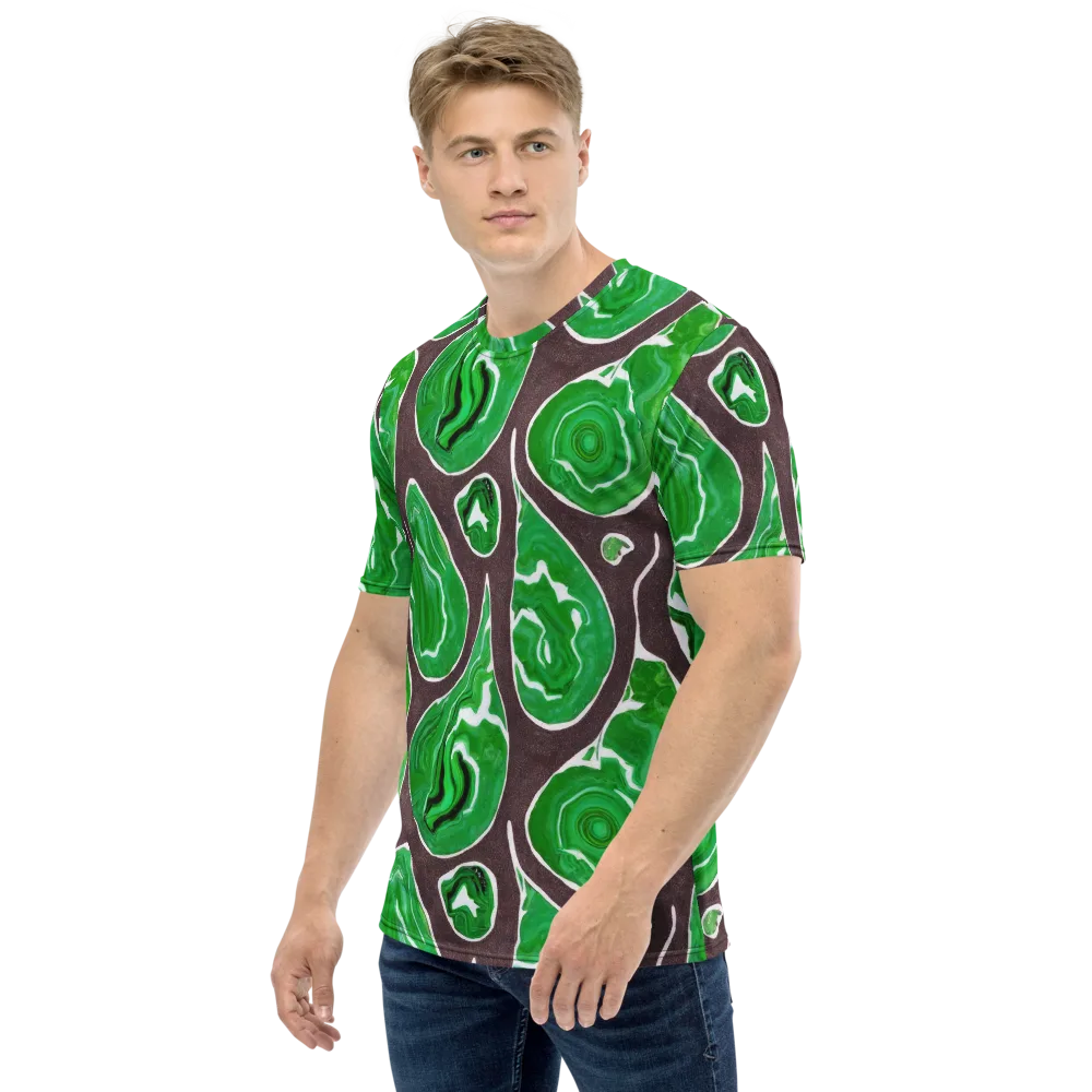 Emerald Marbling on Men's Crew Neck T-Shirt — Left