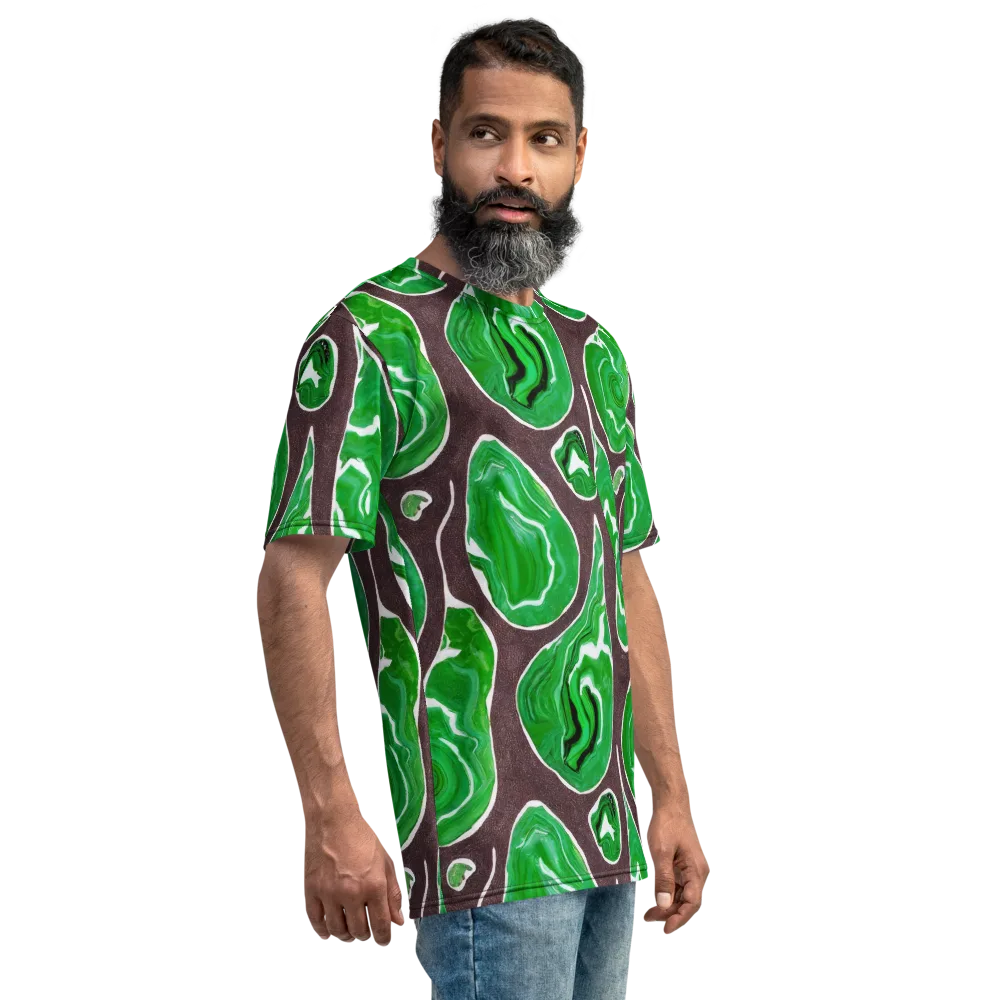 Emerald Marbling on Men's Crew Neck T-Shirt — Right