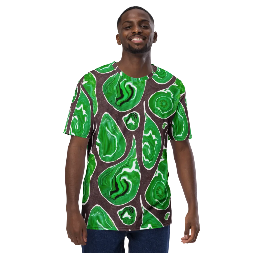 Emerald Marbling on Men's Crew Neck T-Shirt — Front