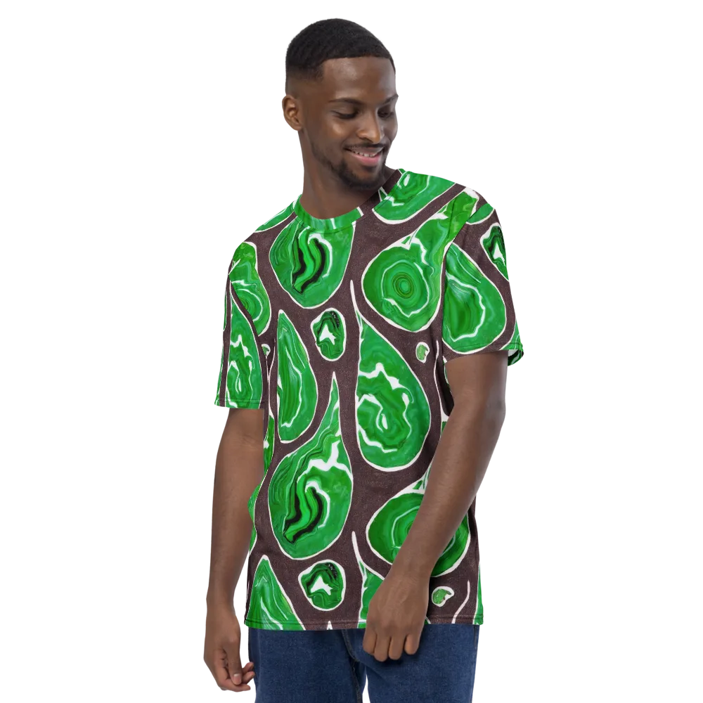 Emerald Marbling on Men's Crew Neck T-Shirt — Left