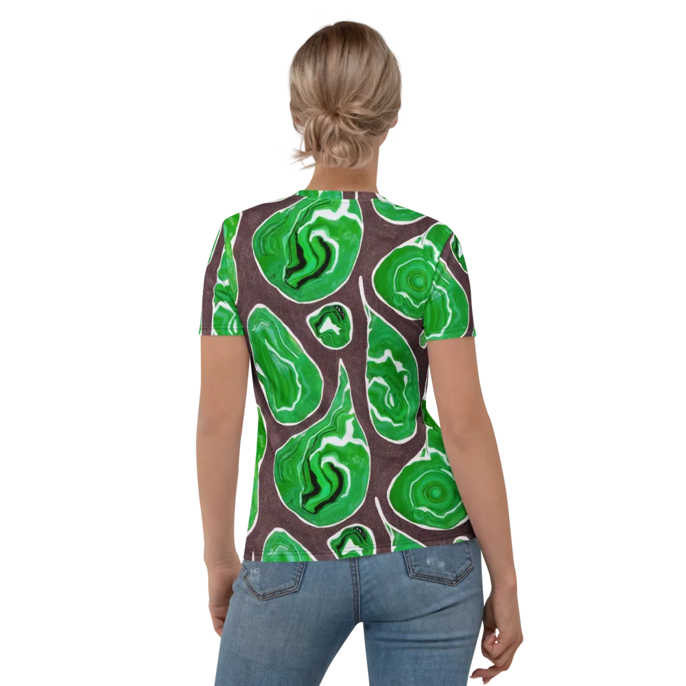 Emerald Marbling on Women's Crew Neck T-Shirt — Back
