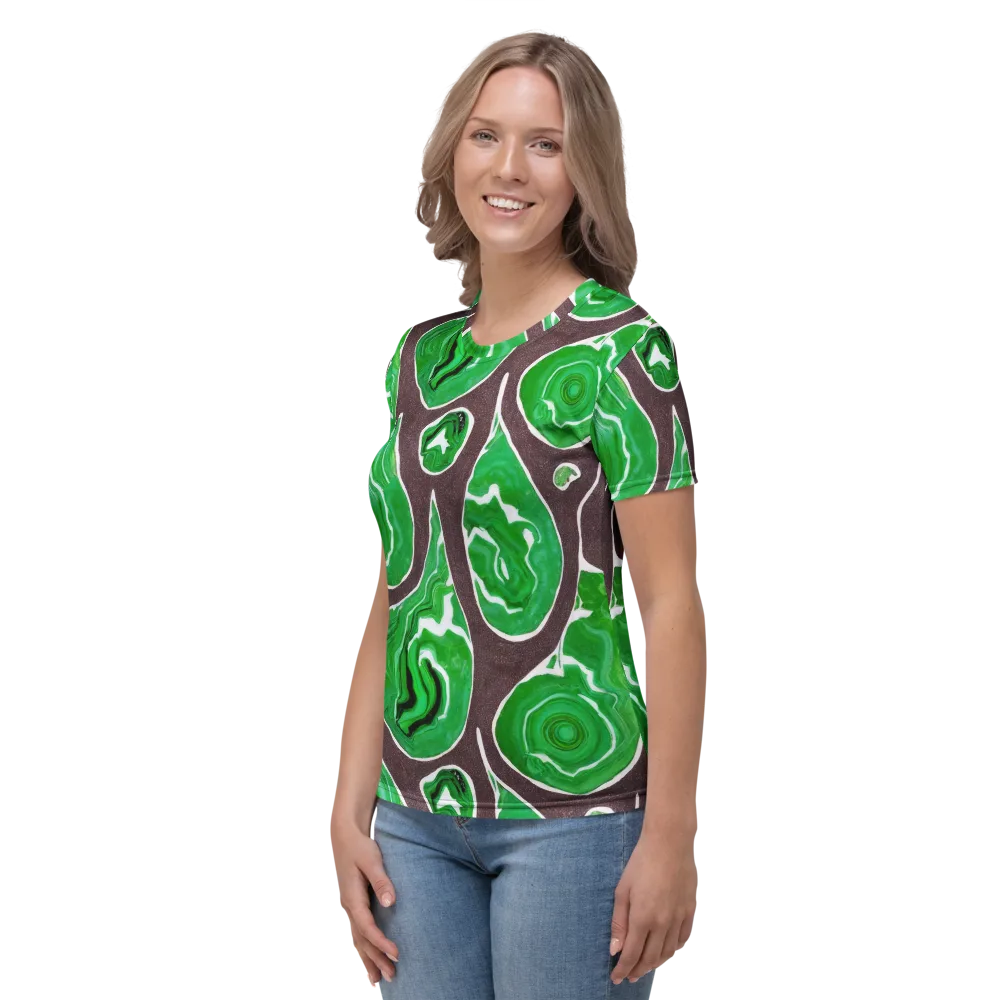 Emerald Marbling on Women's Crew Neck T-Shirt — Left