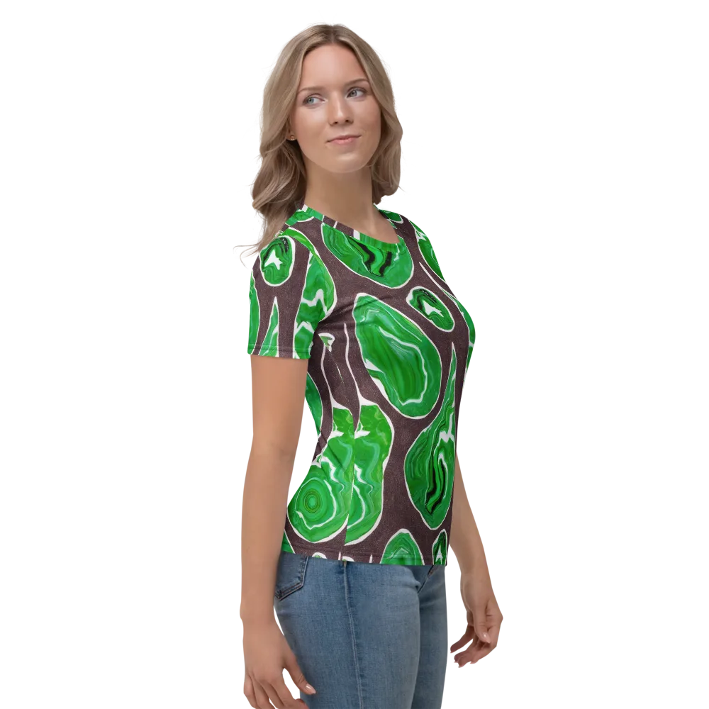 Emerald Marbling on Women's Crew Neck T-Shirt — Right