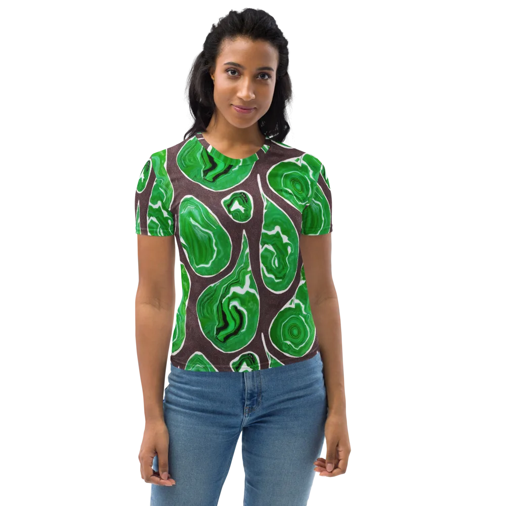 Emerald Marbling on Women's Crew Neck T-Shirt — Front