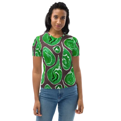Emerald Marbling on a Women's Crew Neck T-Shirt