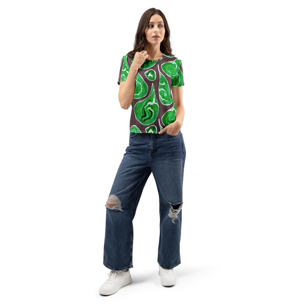 Emerald Marbling on Women's Crew Neck T-Shirt — Front