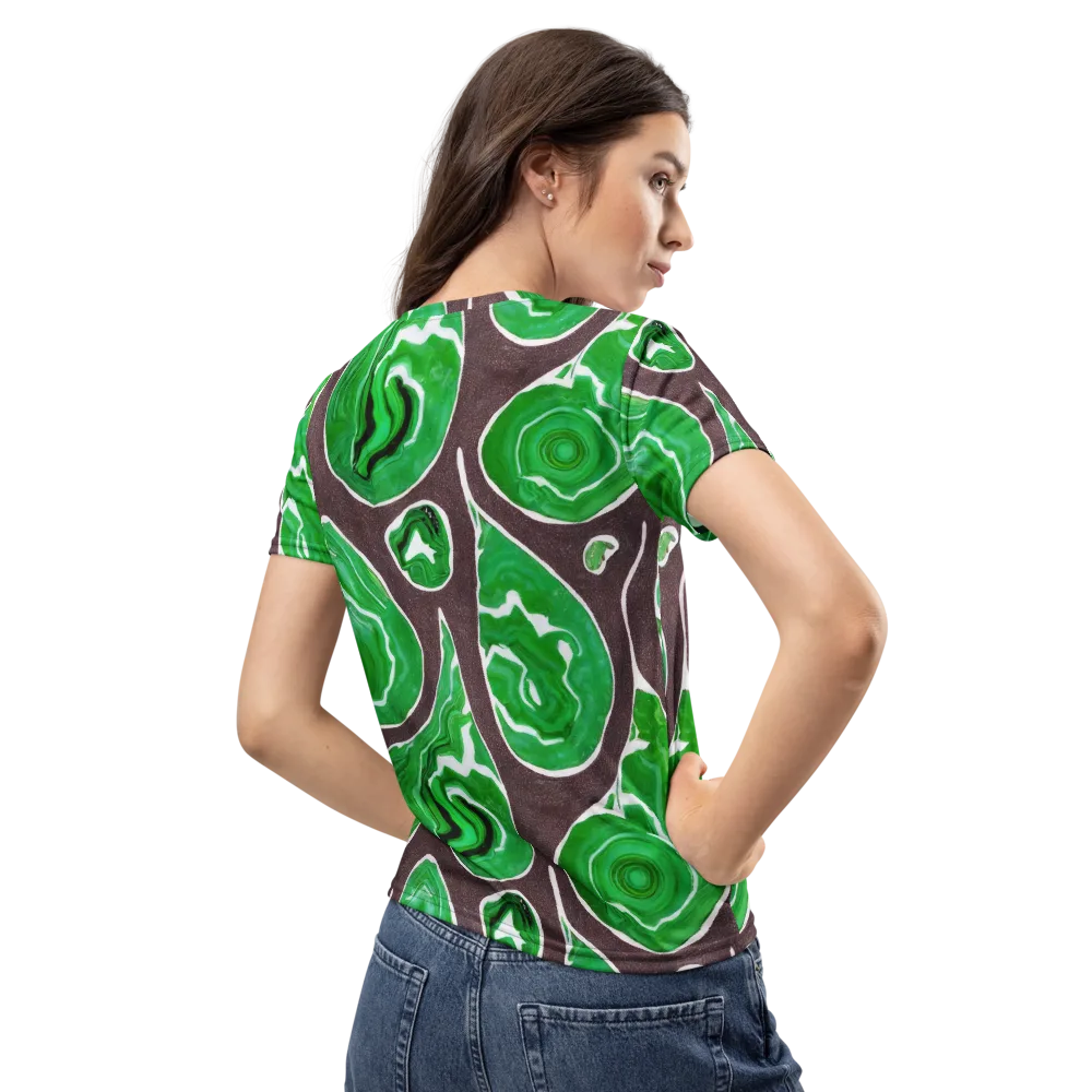 Emerald Marbling on Women's Crew Neck T-Shirt — Back