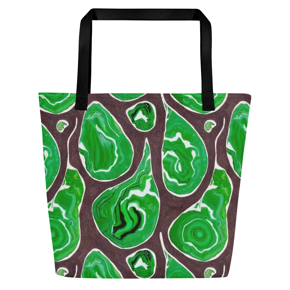 Emerald Marbling on Large Tote Bag W/ Pocket — Front