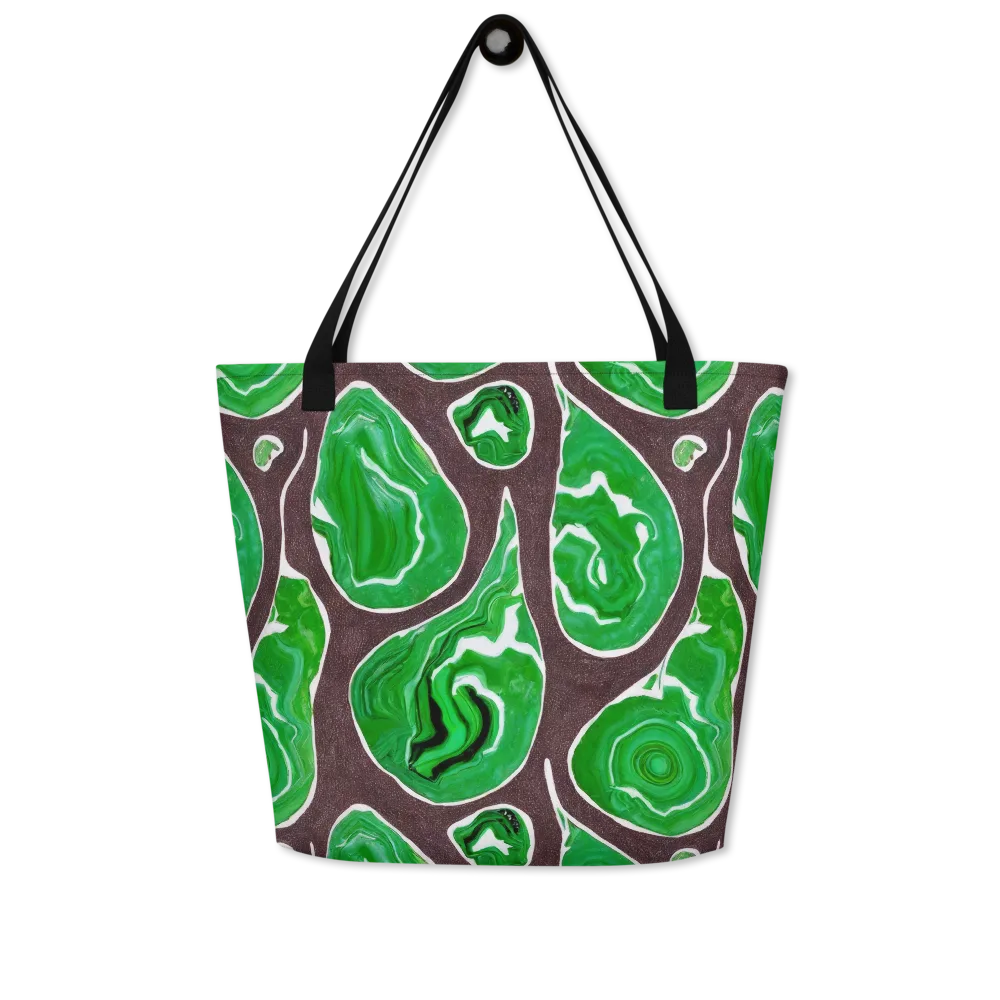Emerald Marbling on Large Tote Bag W/ Pocket — Front