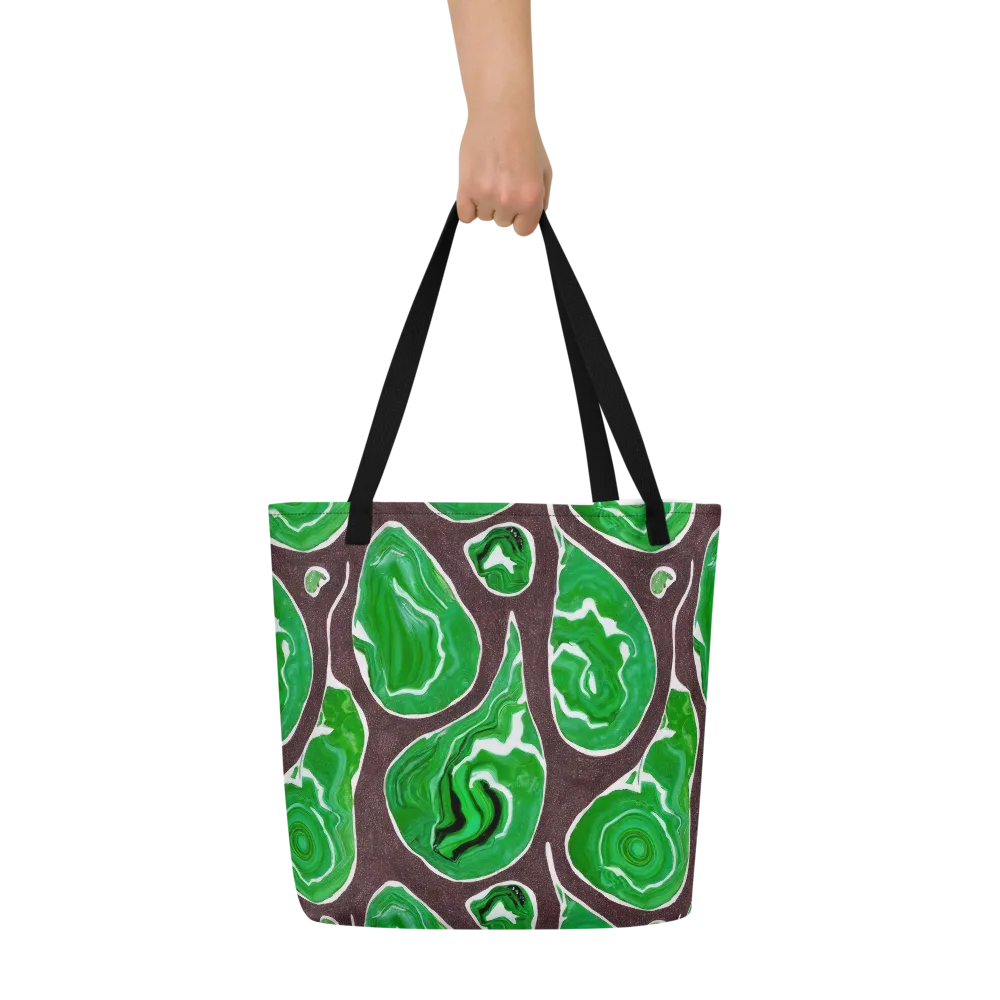 Emerald Marbling on Large Tote Bag W/ Pocket — Front