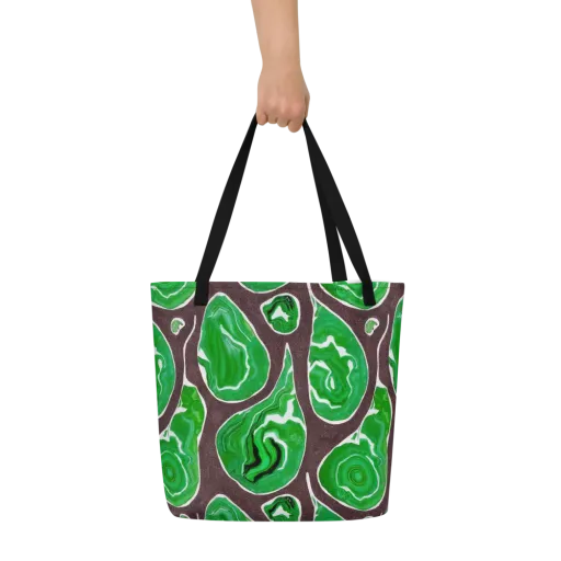 Emerald Marbling on a Large Tote Bag W/ Pocket