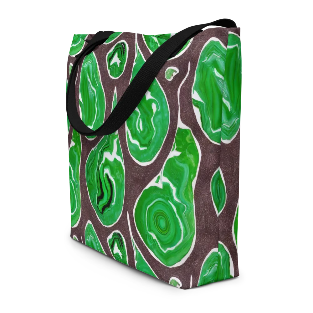 Emerald Marbling on Large Tote Bag W/ Pocket — Front