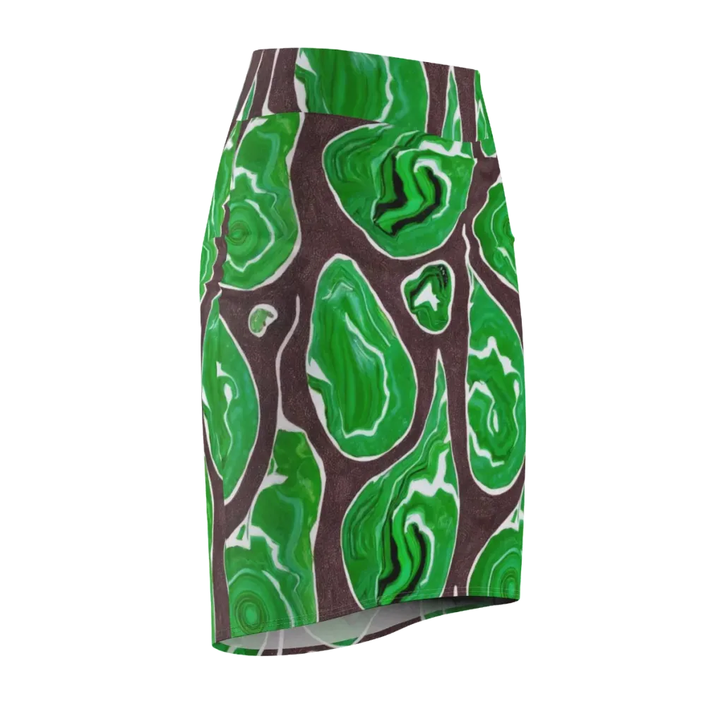 Emerald Marbling on Pencil Skirt — Front Side