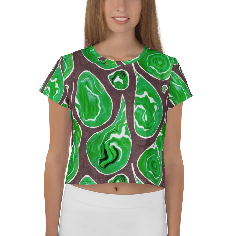 Emerald Marbling on Crop Tee — Front