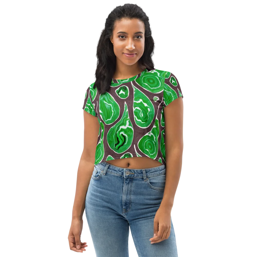Emerald Marbling on Crop Tee — Front