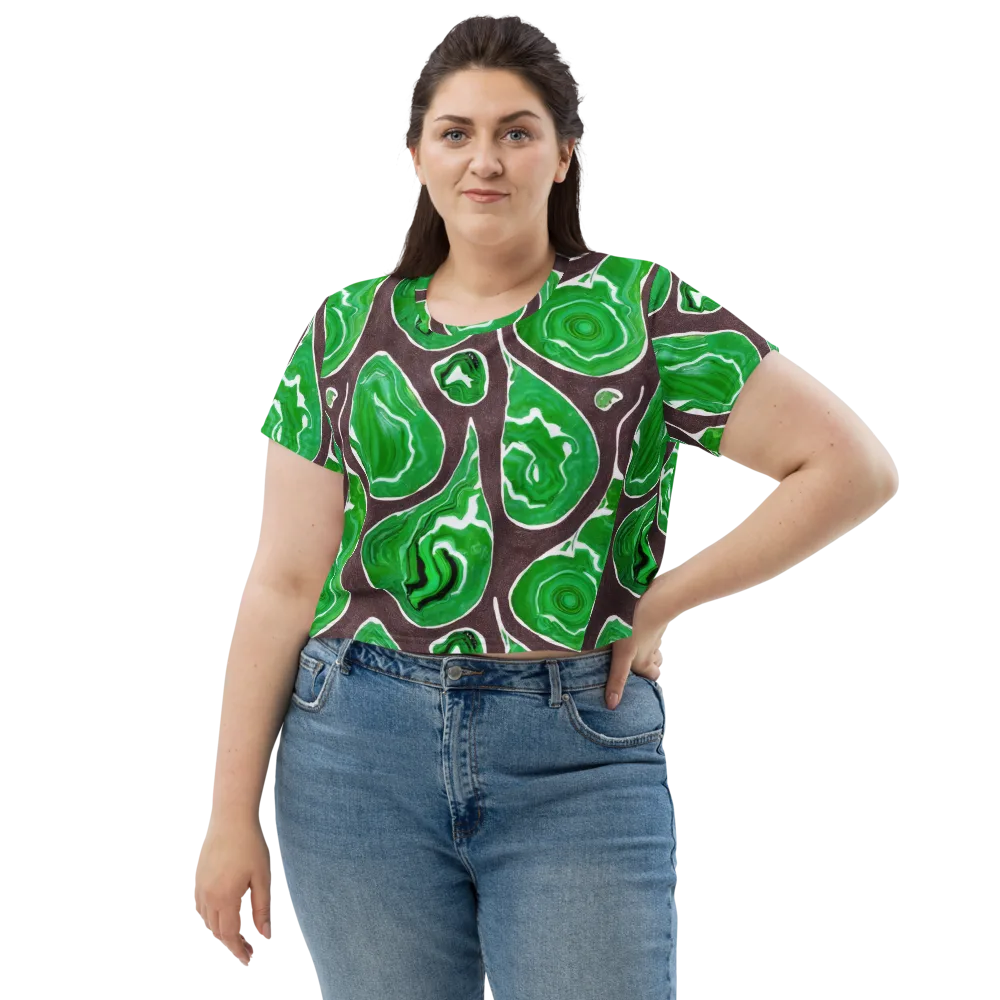 Emerald Marbling on Crop Tee — Front