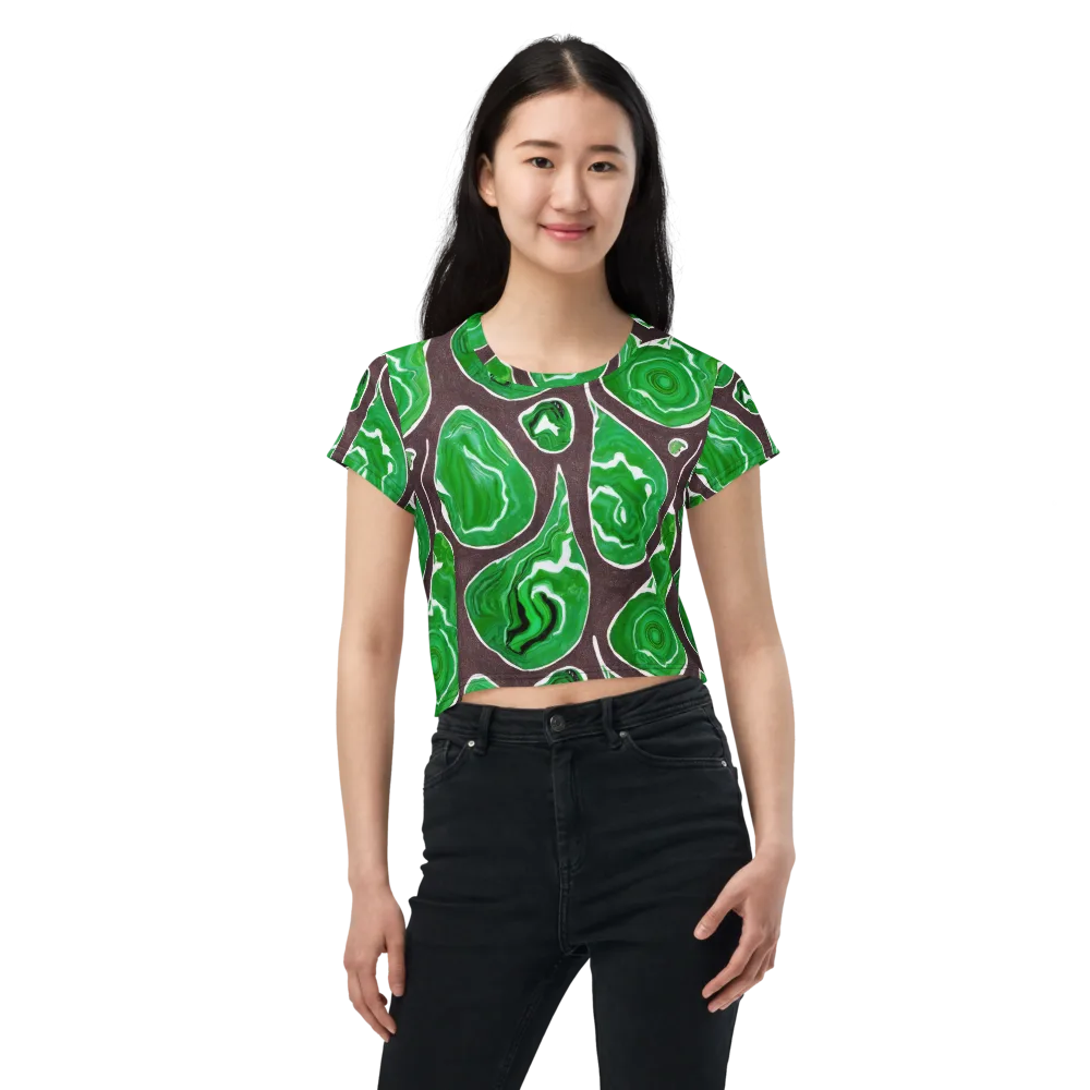 Emerald Marbling on Crop Tee — Front