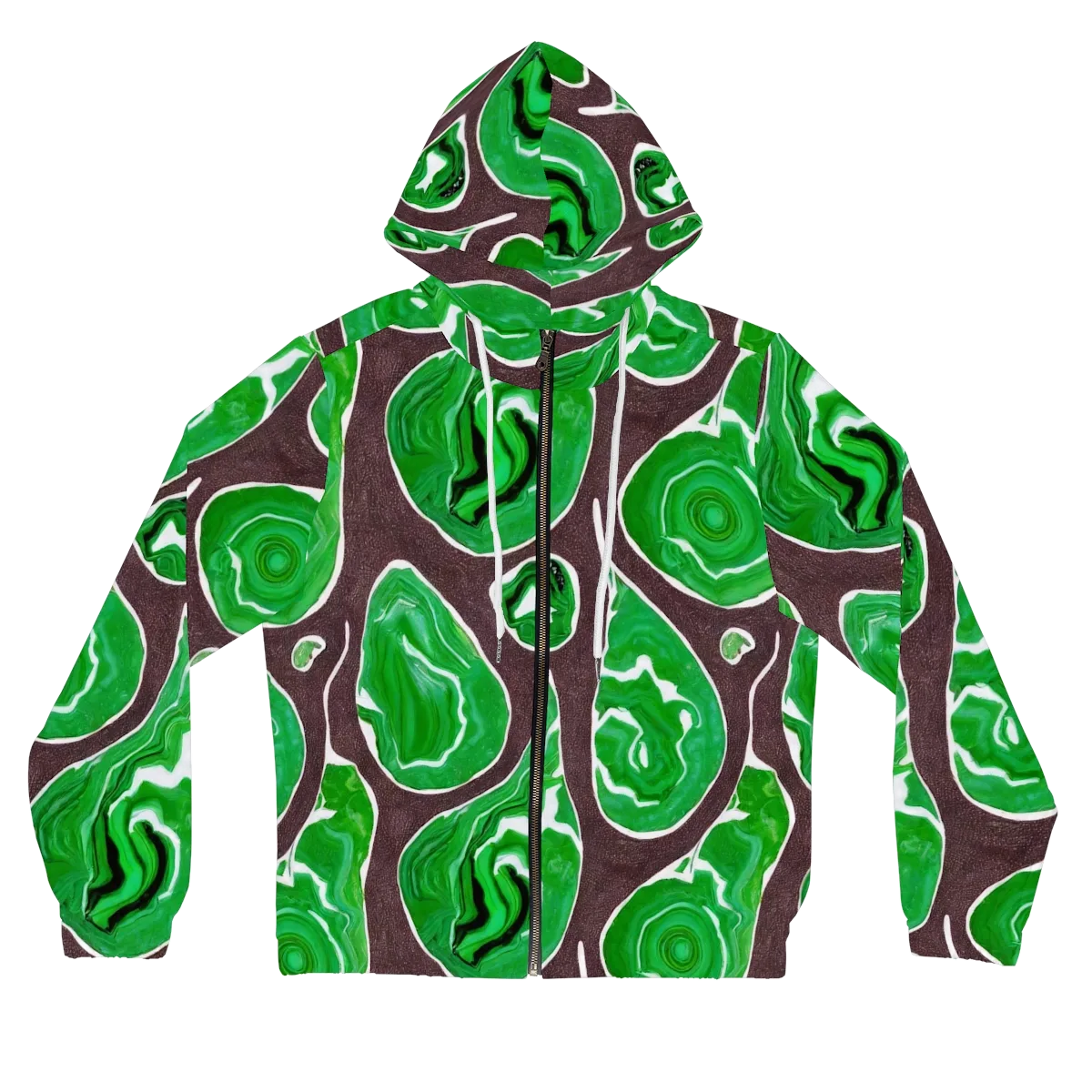 Emerald Marbling on Women's Full-Zip Hoodie — Front