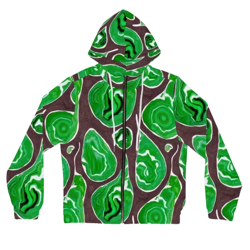 Emerald Marbling on a Women's Full-Zip Hoodie