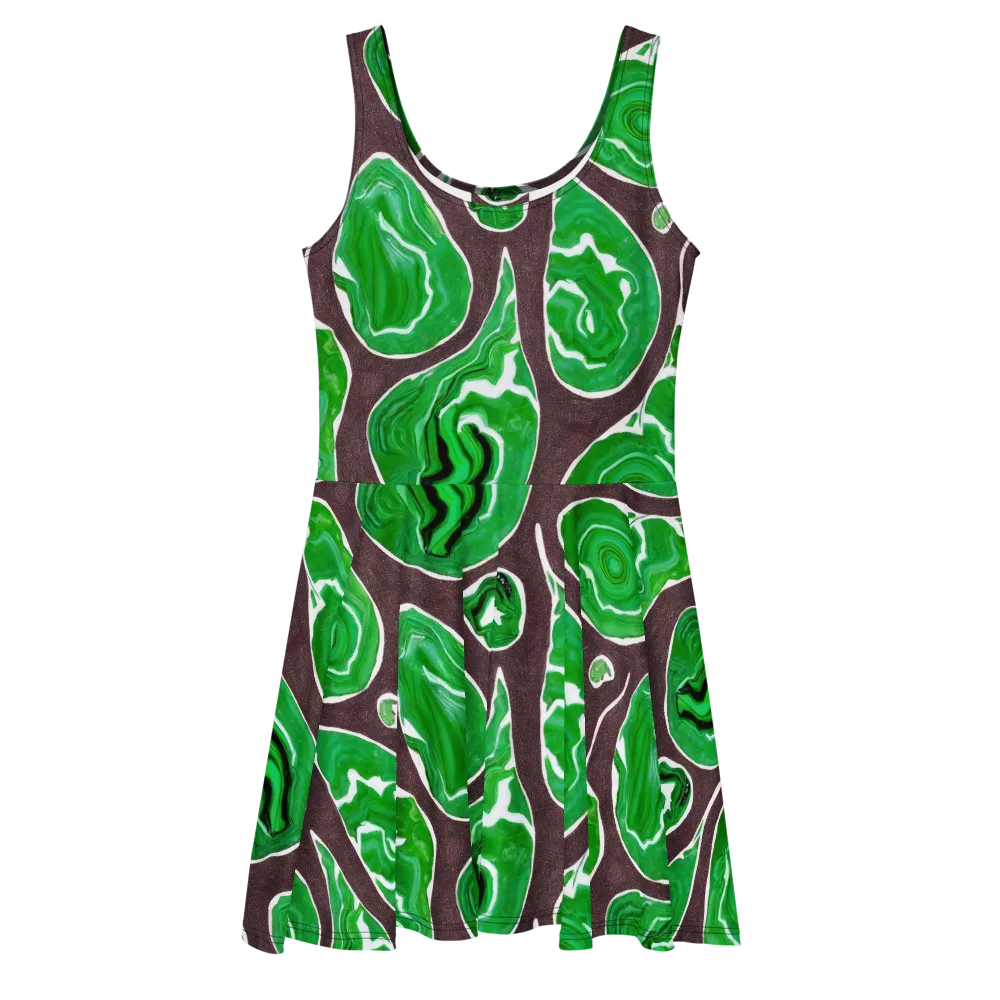 Emerald Marbling on Skater Dress — Front