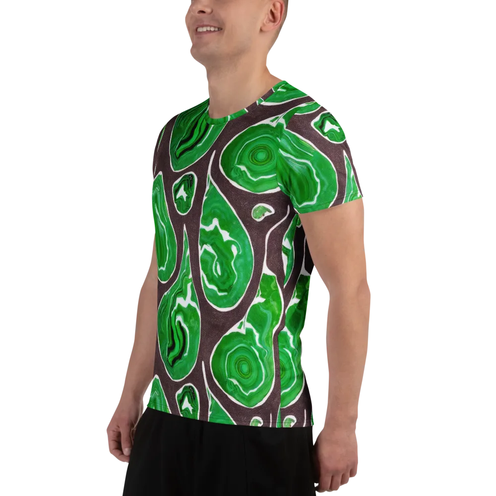 Emerald Marbling on Men's Athletic T-Shirt — Left