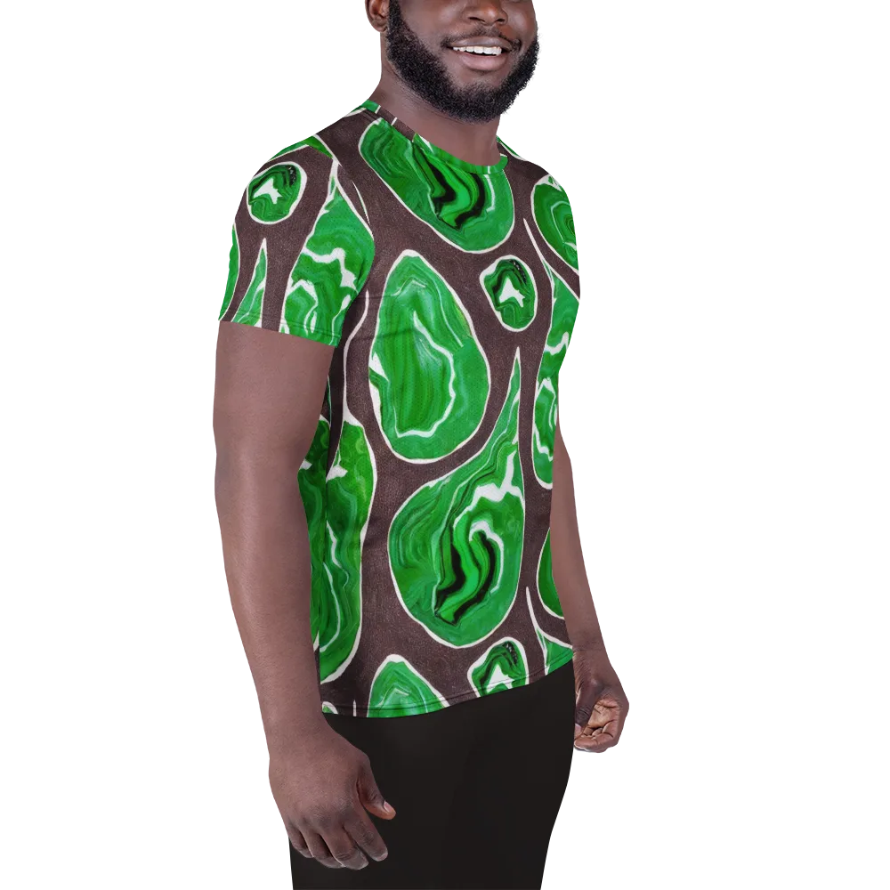 Emerald Marbling on Men's Athletic T-Shirt — Right