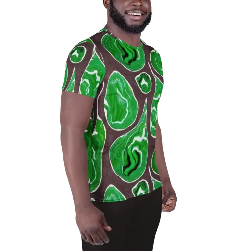 Emerald Marbling on a Men's Athletic T-Shirt