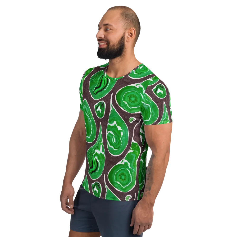 Emerald Marbling on Men's Athletic T-Shirt — Left