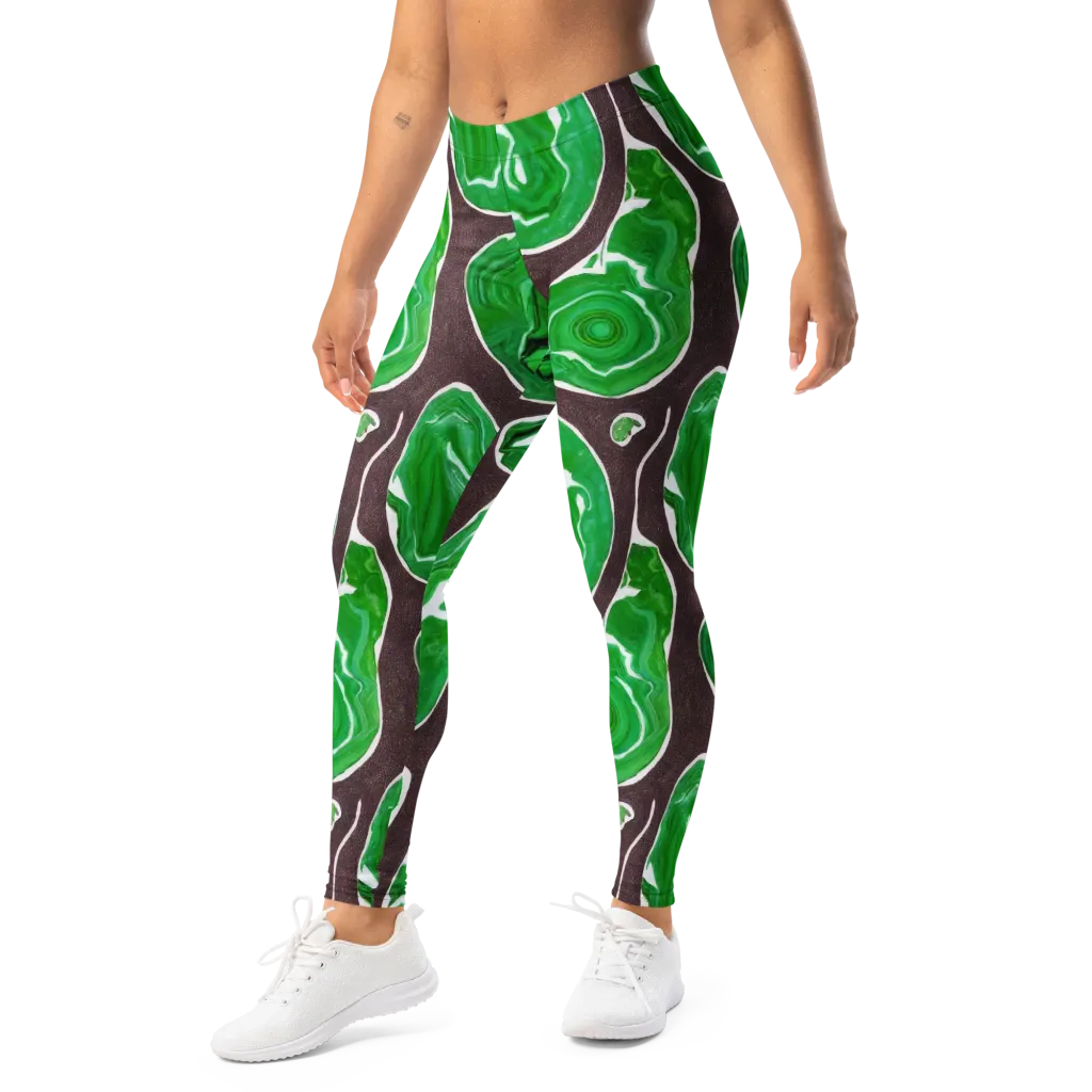 Emerald Marbling on Leggings — Left Front