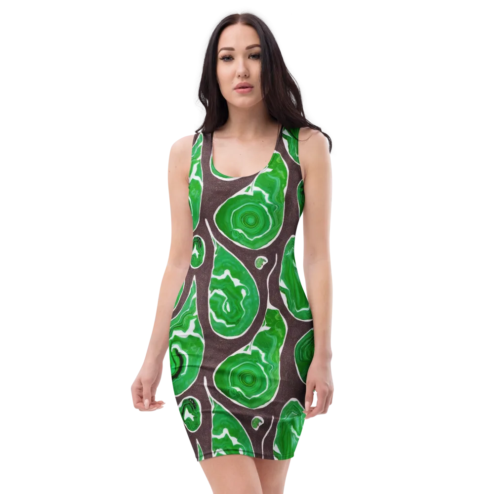 Emerald Marbling on Bodycon Dress — Front