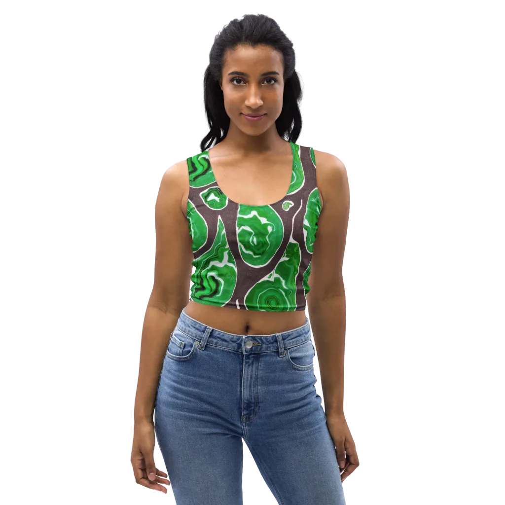 Emerald Marbling on Crop Top — Front