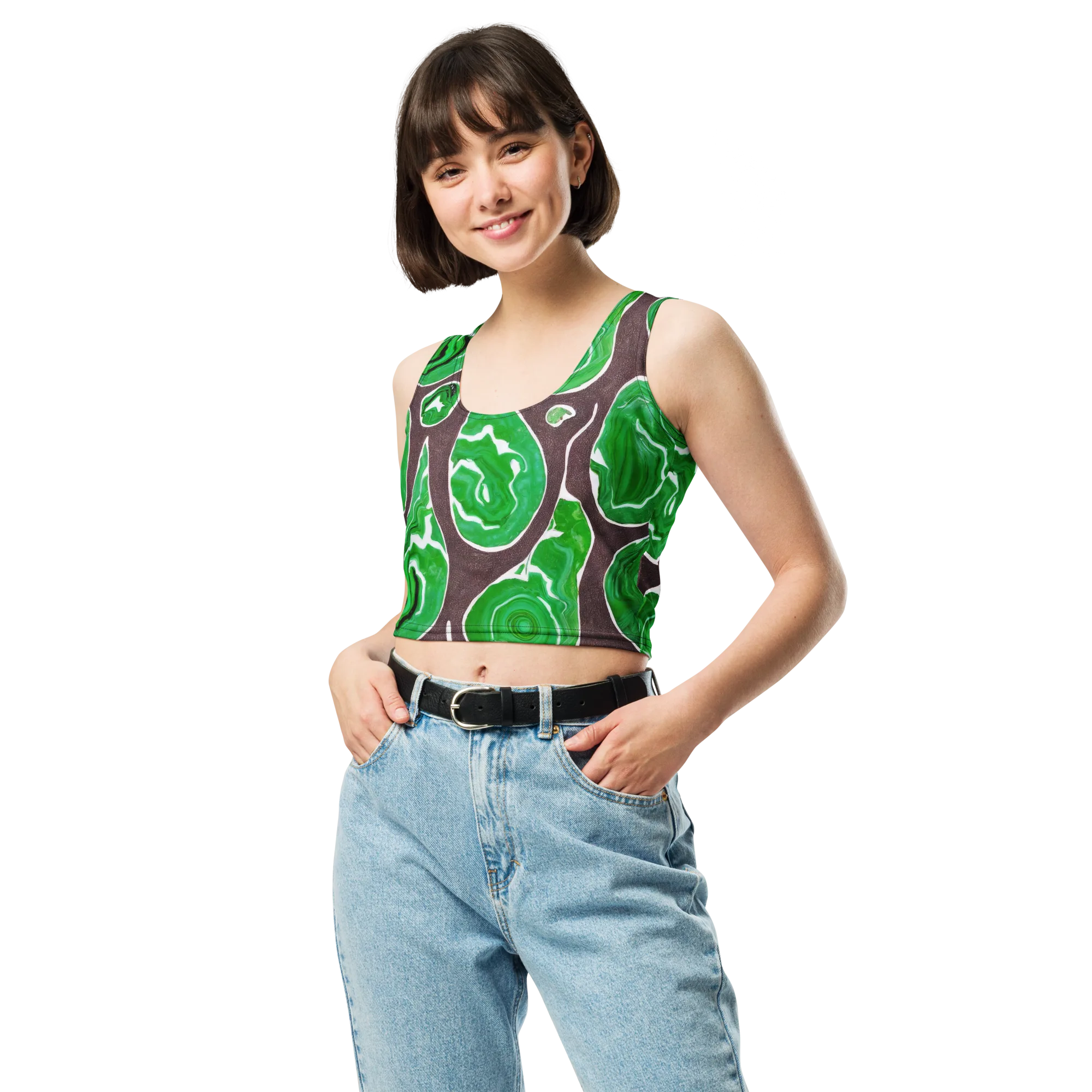 Emerald Marbling on Crop Top — Front
