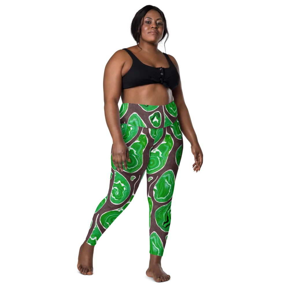Emerald Marbling on Leggings with Pockets — Front