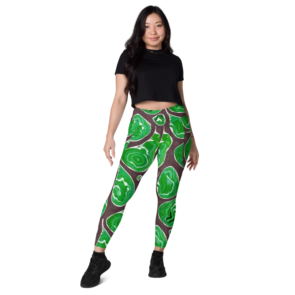 Emerald Marbling on Leggings with Pockets — Front