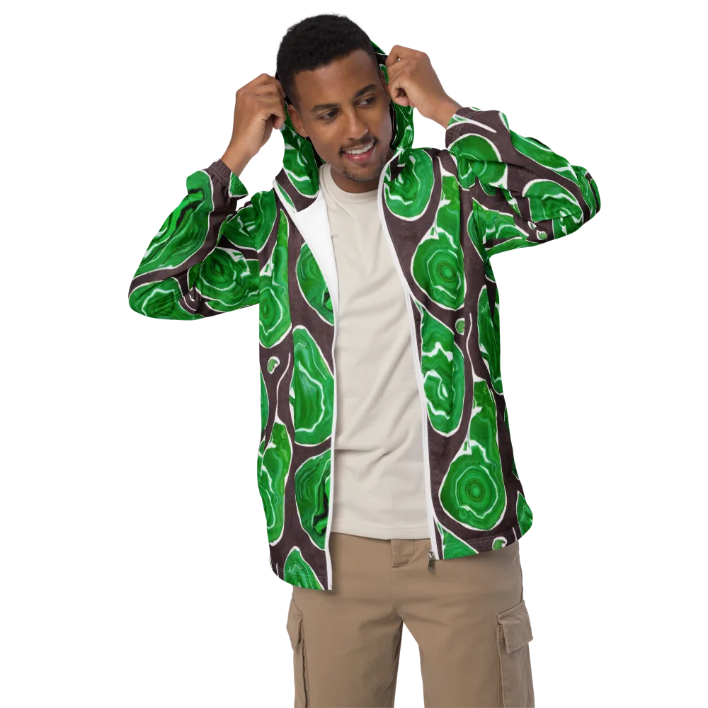 Emerald Marbling on Men's Windbreaker — Front