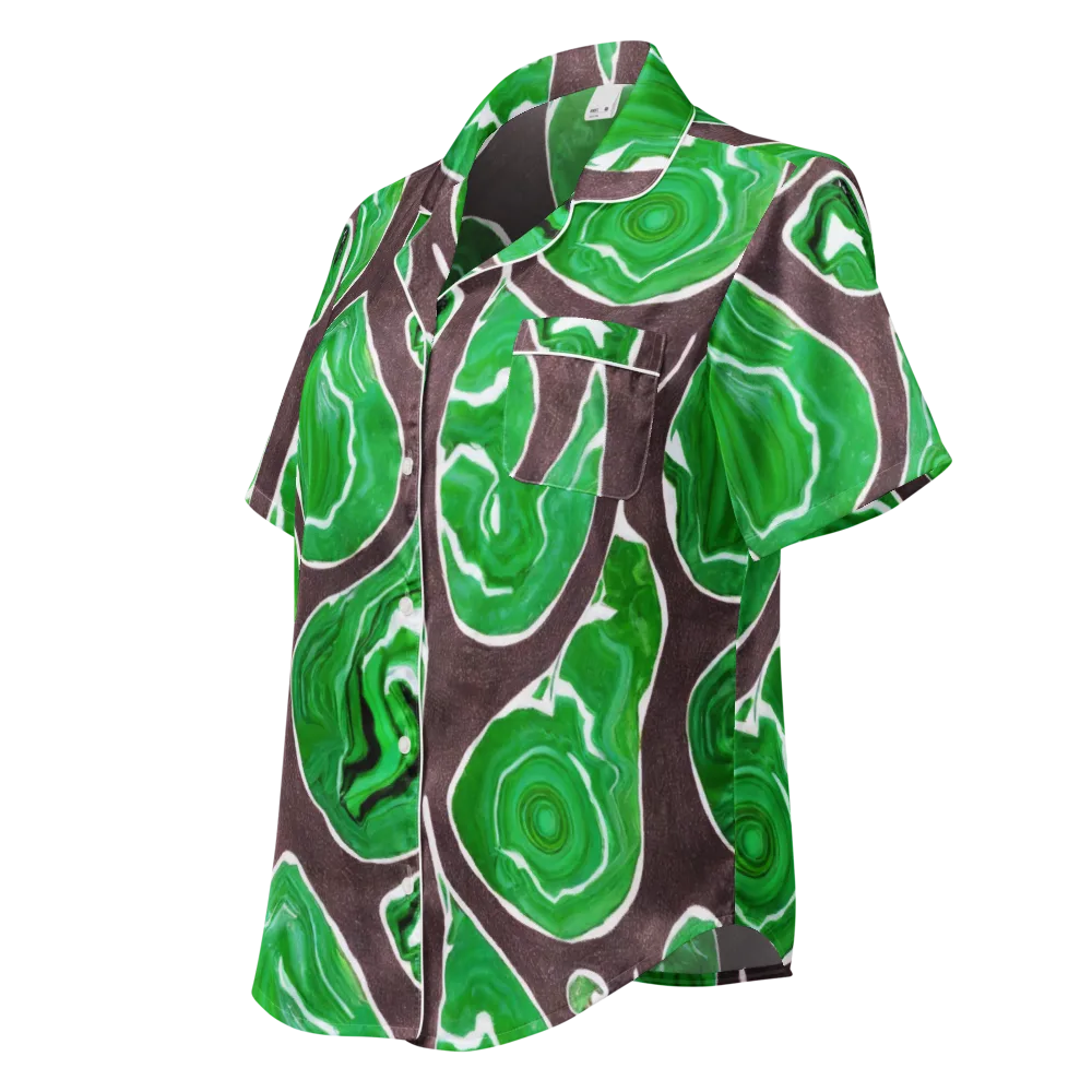 Emerald Marbling on Women's Short Sleeve Pajama Top — Left Front