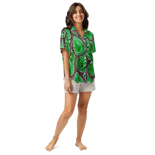 Emerald Marbling on a Women's Short Sleeve Pajama Top