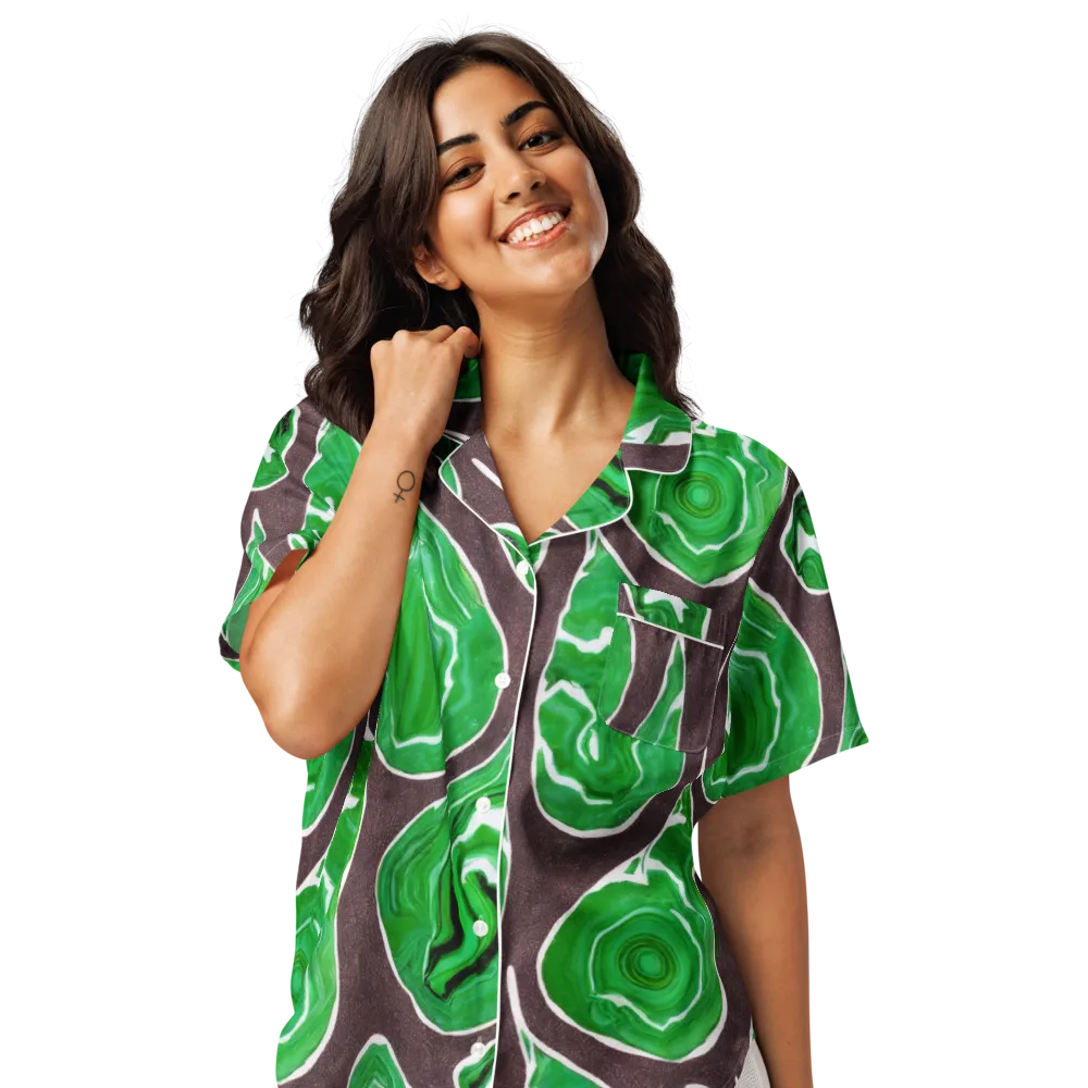 Emerald Marbling on Women's Short Sleeve Pajama Top — Front