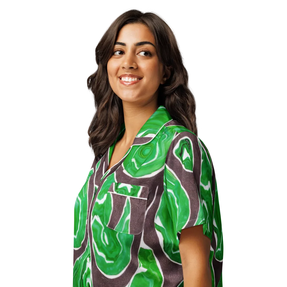 Emerald Marbling on Women's Short Sleeve Pajama Top — Left Front