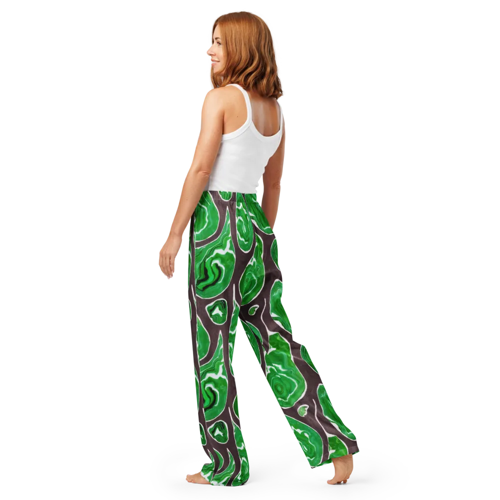 Emerald Marbling on Women's Pajama Pants — Back