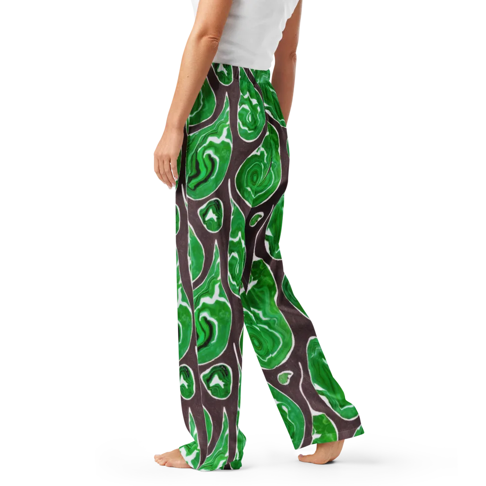 Emerald Marbling on Women's Pajama Pants — Left