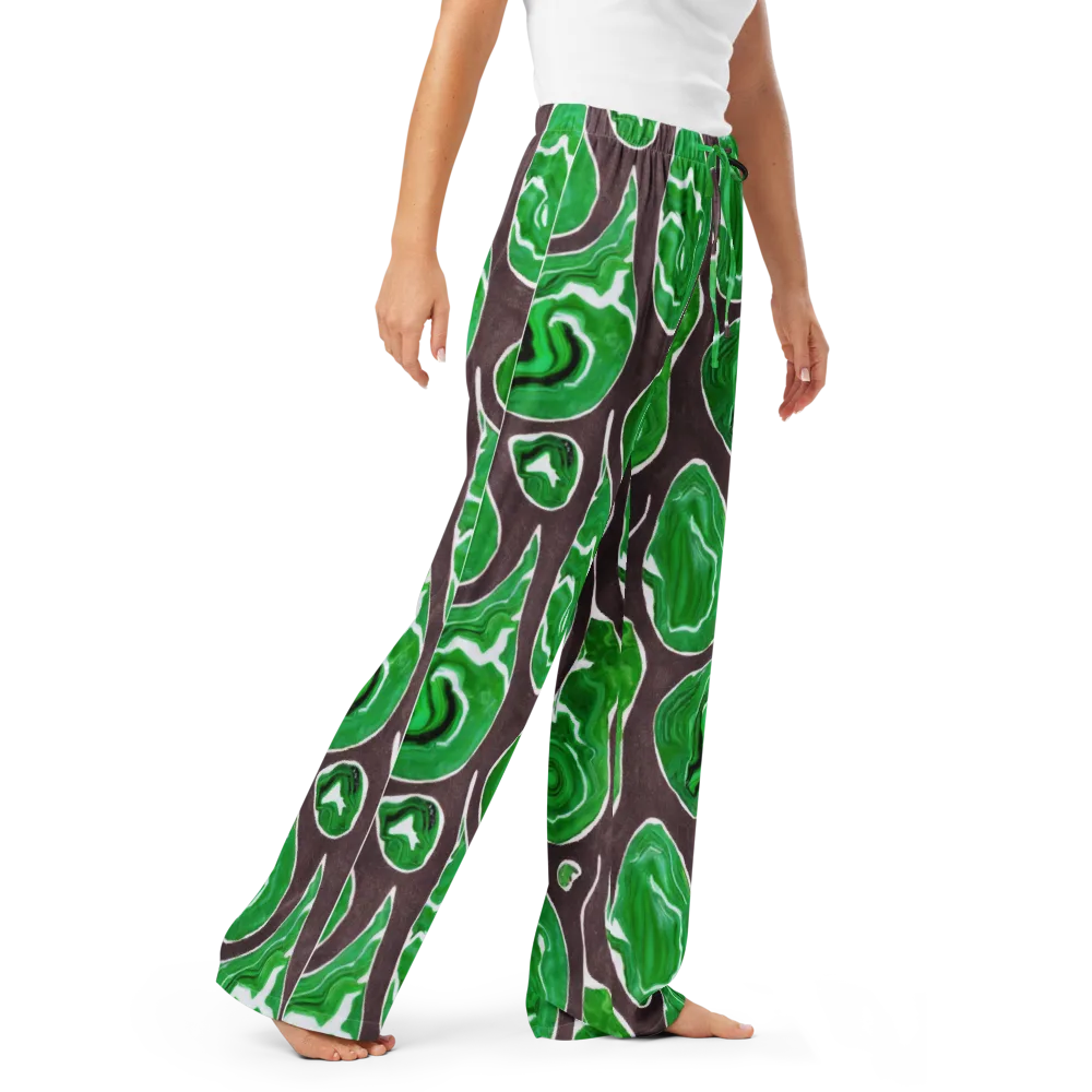 Emerald Marbling on Women's Pajama Pants — Right Front