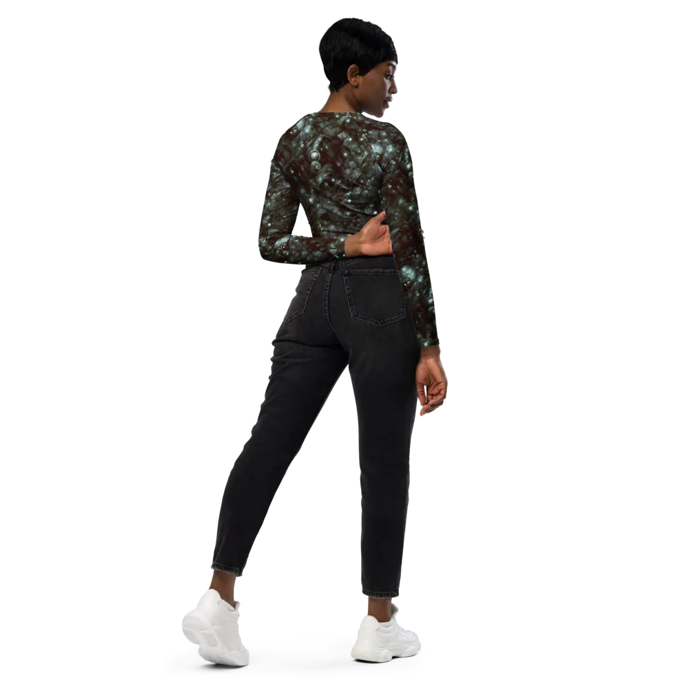 Tidal Relic on Long Sleeve Crop Top — Right Back