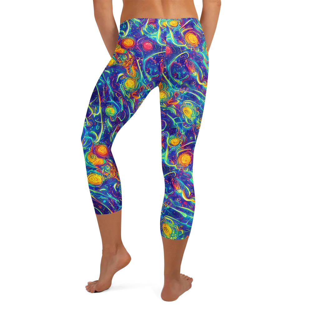 Cosmic Marigold on Capri Leggings — Back