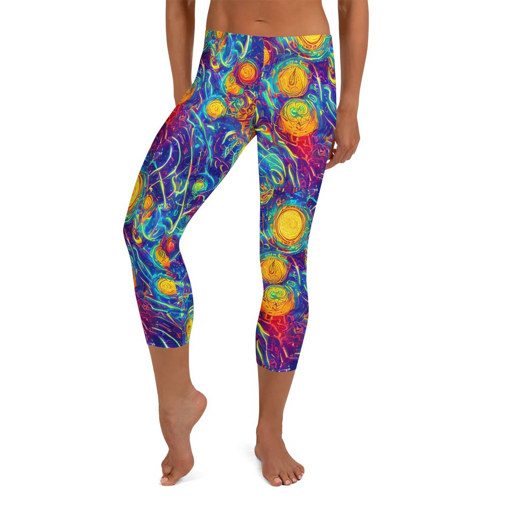 Cosmic Marigold on Capri Leggings — Front